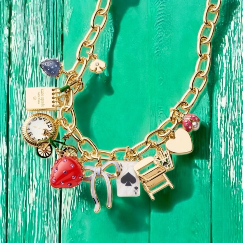 KATE SPADE X Target Gold Chain Charm Necklace Reinventing Nostalgia - Picture 11 of 16